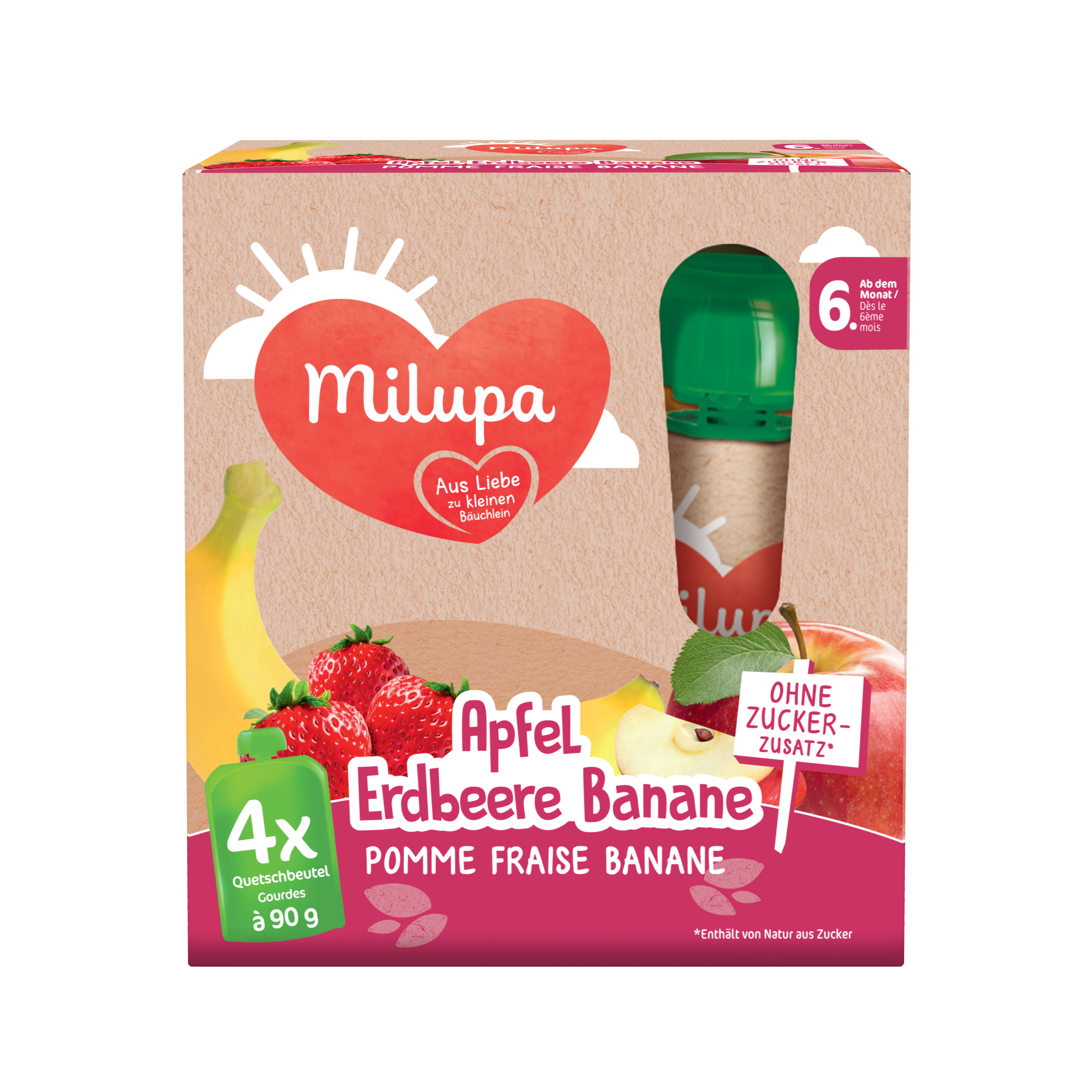 Quetschbeutel Apfel Erdbeere Banane