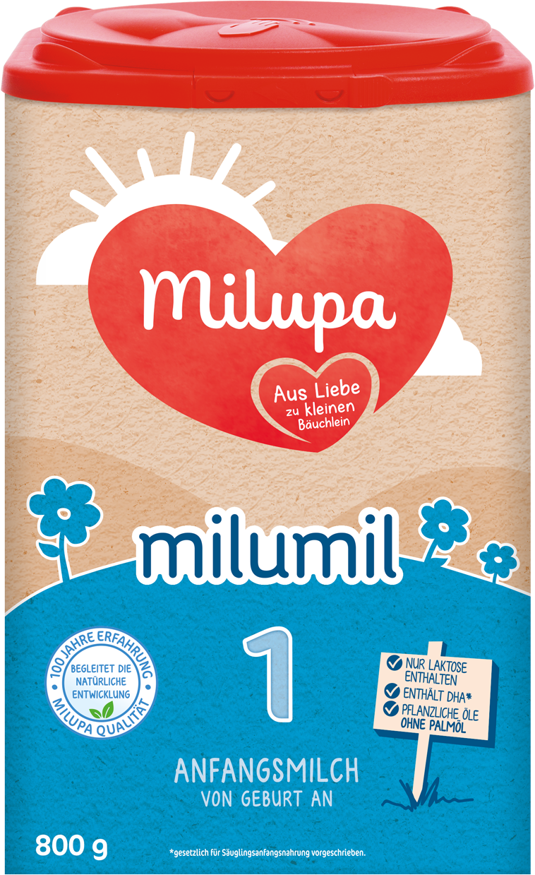 Milumil Packshot POF 1 Anfangsmilch von Geburt an 800g AT